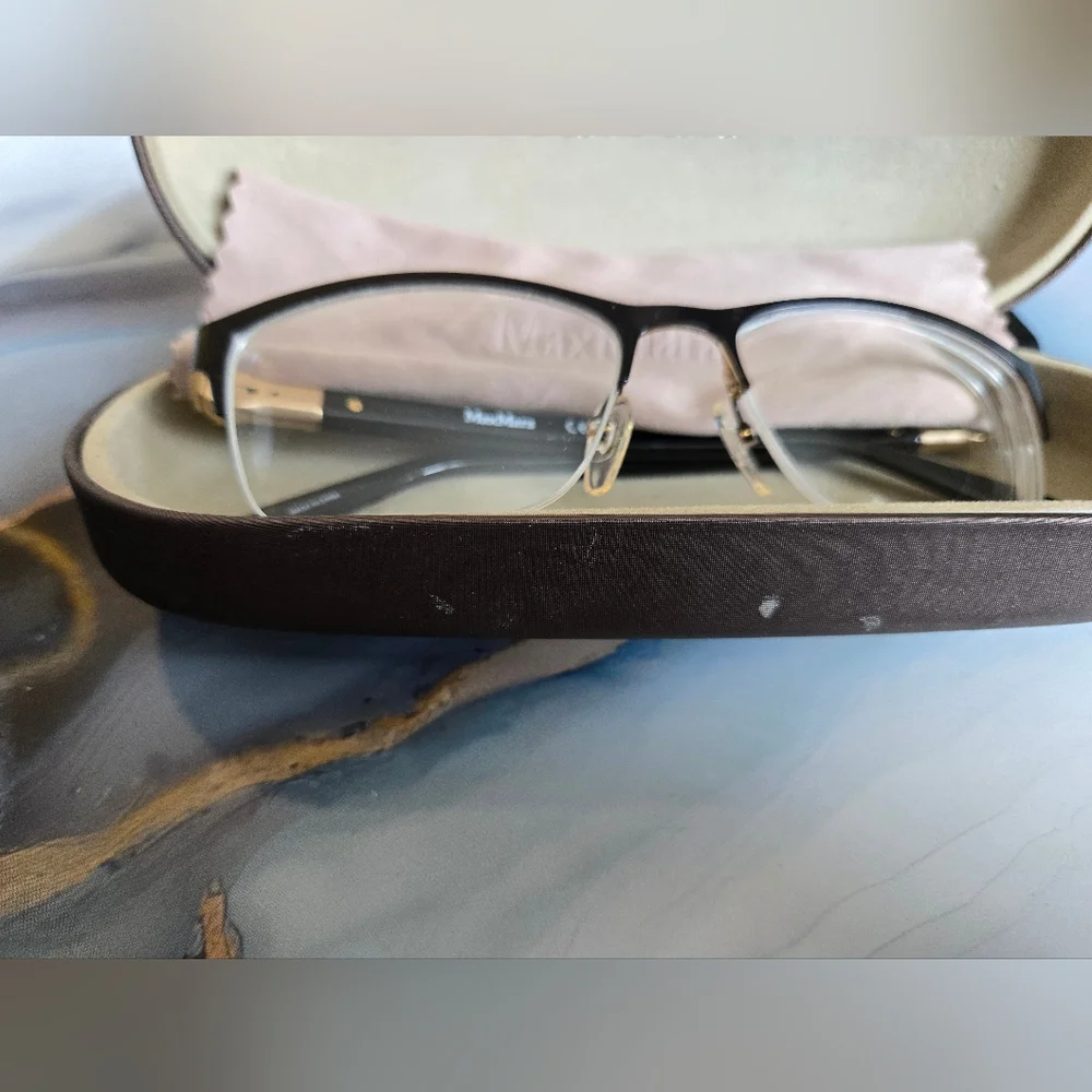 MaxMara•  Womens MM1236 Black W/ Gold Features Prescription Eyeglasses With Case